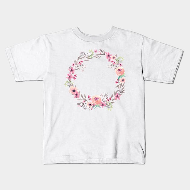 Image: Watercolor, Flower wreath Kids T-Shirt by itemful